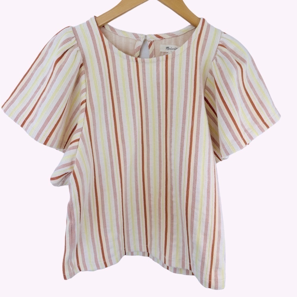 Madewell Textured Stripe Flutter Sleeve Top - image 6
